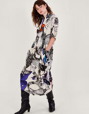 One Hundred Stars Butterfly Print Dress, Multi (MULTI), large