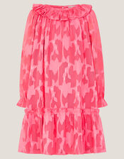 Floral Burnout Long Sleeve Dress, Pink (PINK), large