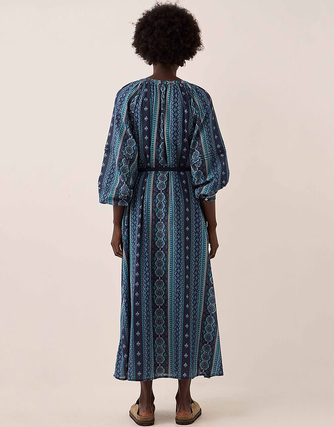 East Gabriette Geometric Print Embroidered Dress, Blue (BLUE), large