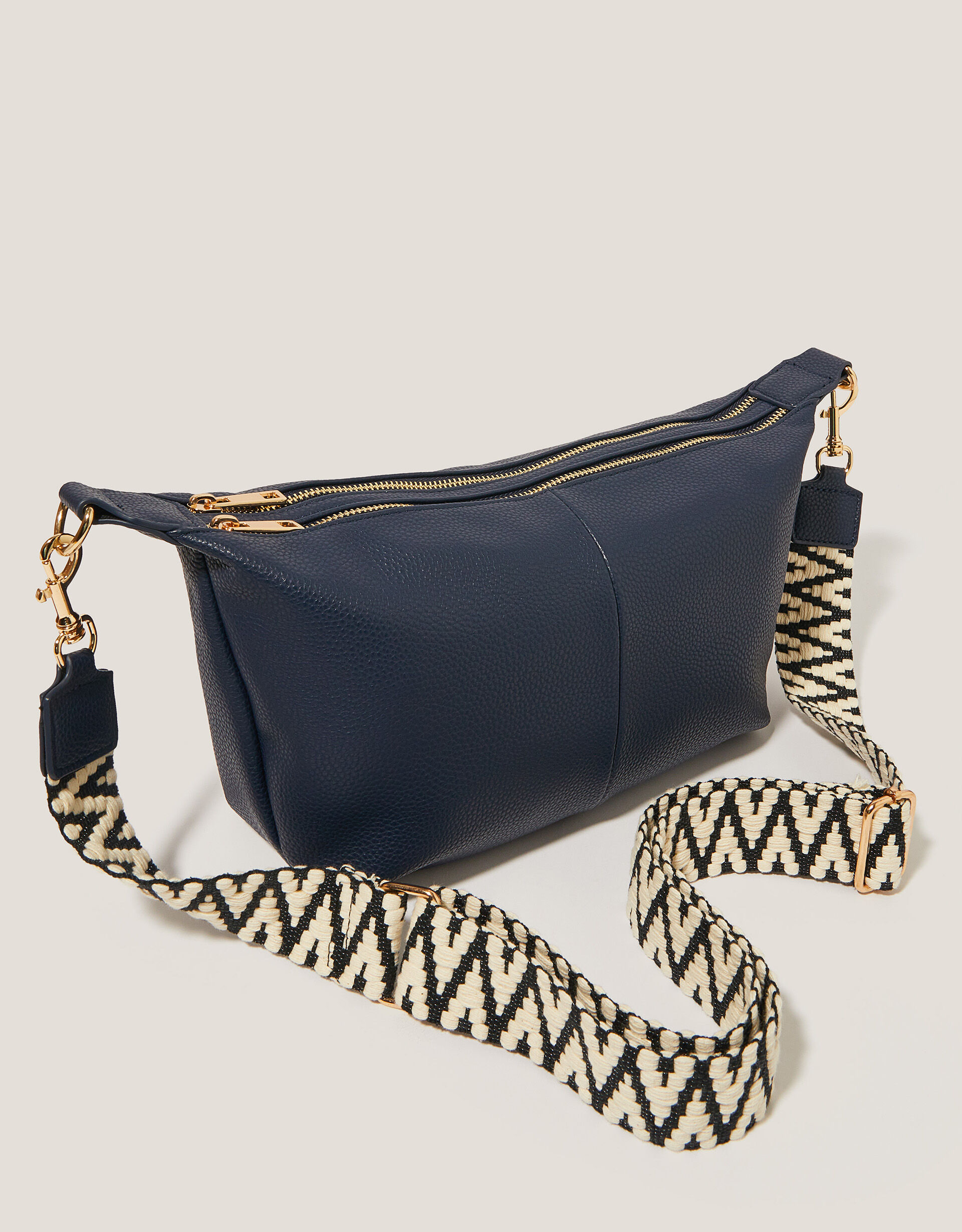 Double Zip Sling Cross Body Bag