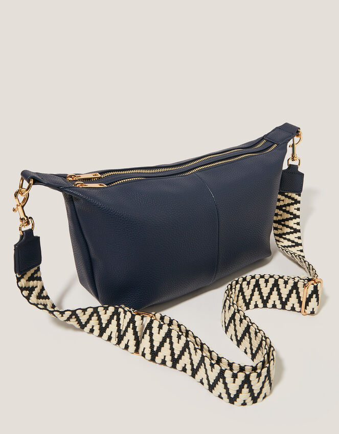 Double Zip Sling Cross Body Bag, , large