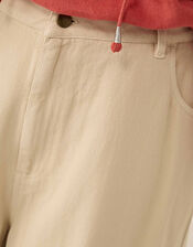 East Elodie Cotton Twill Barrel Leg Trousers, White (WARM IVORY), large