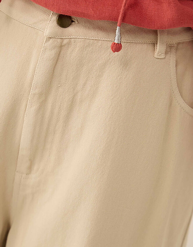 East Elodie Cotton Twill Barrel Leg Trousers, White (WARM IVORY), large