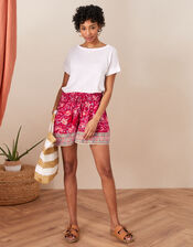 Tile Print Pull On Shorts, Pink (PINK), large