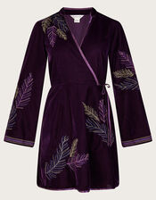 Navi Embellished Velvet Dress, Purple (PURPLE), large