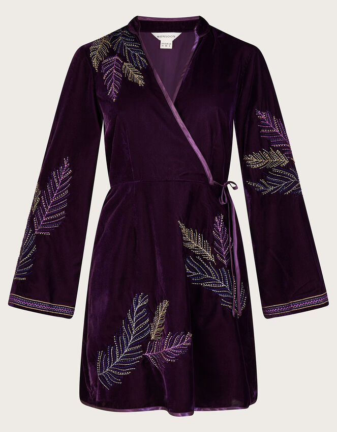 Navi Embellished Velvet Dress, Purple (PURPLE), large