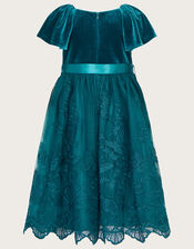 May Velvet Lace Butterfly Dress, Teal (TEAL), large