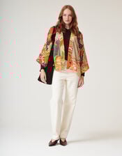 One Hundred Stars Fan Print Short Kimono, , large