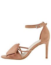 Fawn Folded Vamp Satin Sandals, Mink (MINK), large