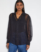 Edie Embroidered Blouse, Black (BLACK), large