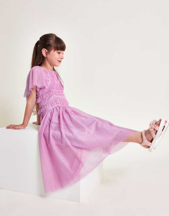 Ruffle Sequin Truth Dress, Purple (LILAC), large