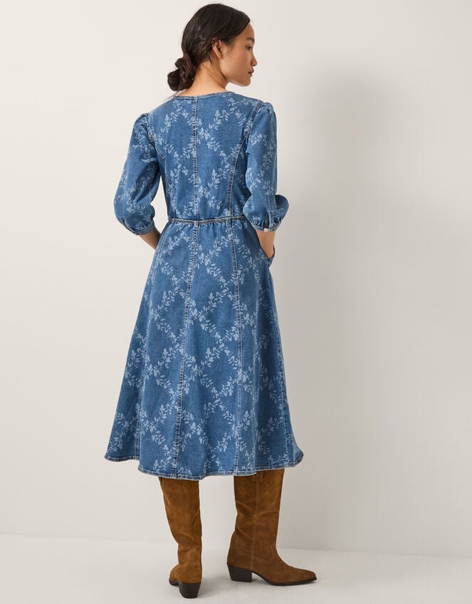 Hailsey Floral Denim Midi Dress, Blue (DENIM BLUE), large