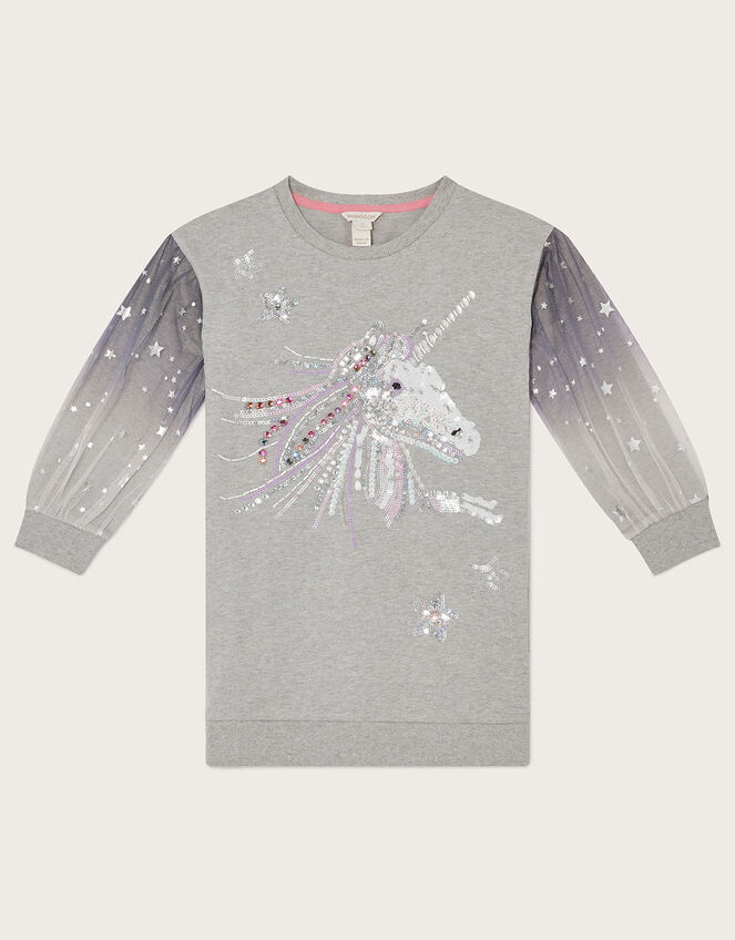 Unicorn Star Sleeve Sweatshirt, Grey (GREY), large