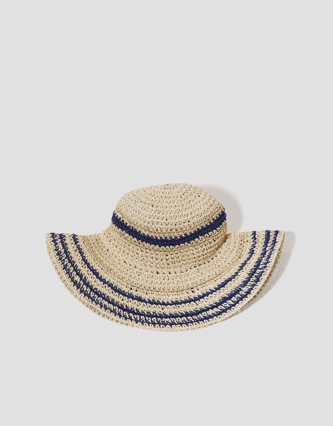 Mona Stripe Straw Sun Hat, , large