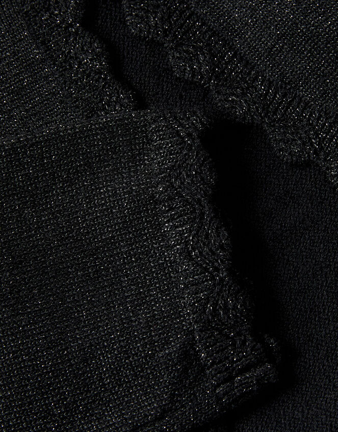 Maeve Sparkle Scallop Cardigan, Black (BLACK), large