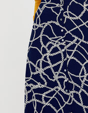 Daisy Chain Print Midi Skirt, Blue (NAVY), large