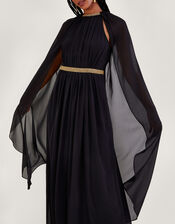 Christa Plain Cape Dress, Black (BLACK), large