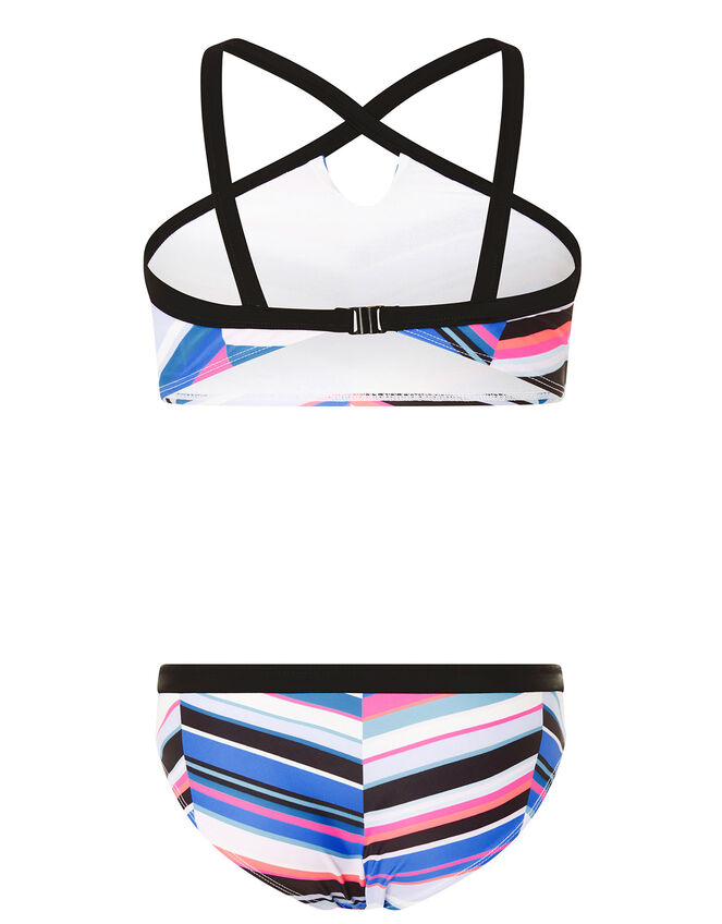 Stripe Print Bikini Set, Blue (BLUE), large