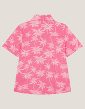 Palm Print Short Sleeve Shirt, Pink (PINK), large