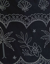 Palm Embroidered Top & Shorts Set, Black (BLACK), large