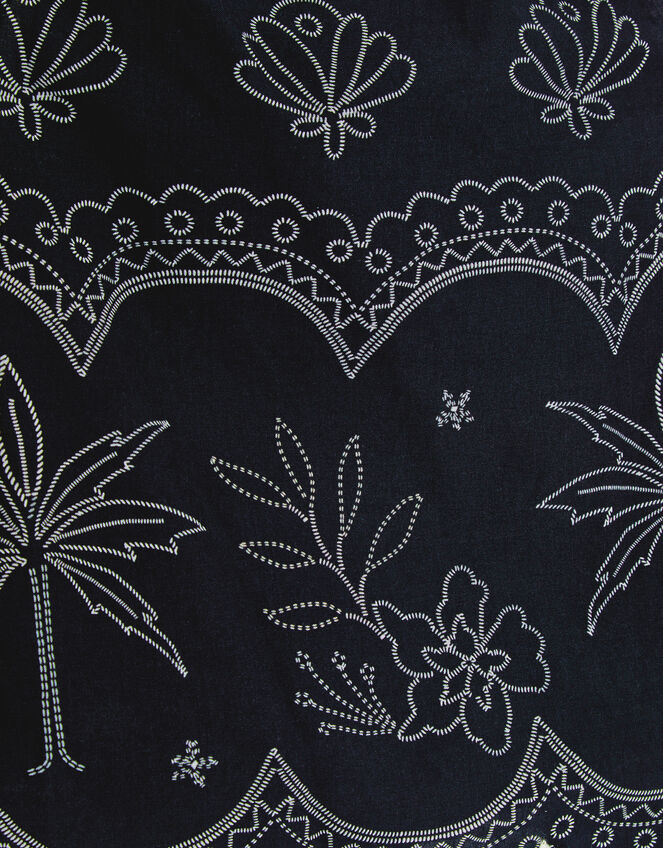 Palm Embroidered Top & Shorts Set, Black (BLACK), large