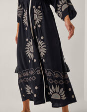 Sophia Embroidered Kaftan Maxi Dress, Black (BLACK), large