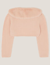 Baby Detachable Collar Fuzzy Cardigan, Pink (PINK), large