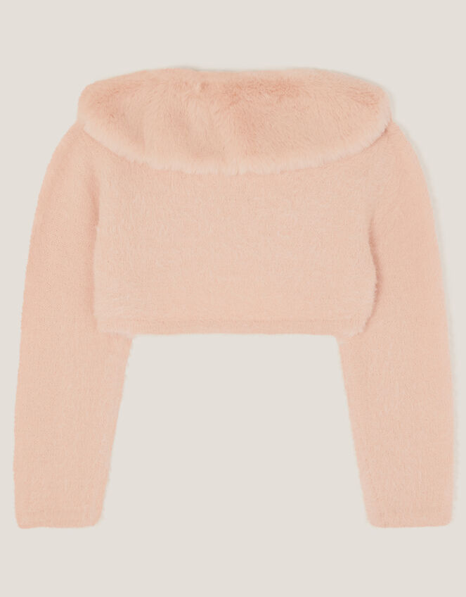 Baby Detachable Collar Fuzzy Cardigan, Pink (PINK), large