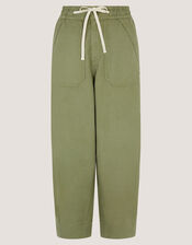 Megan Cropped Barrel Trousers, Green (KHAKI), large