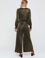 Lillian Plisse Jersey Jumpsuit, Gold (GOLD), large