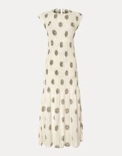 Par & Escala Bee Smocked Sun Print Maxi Dress, White (WHITE), large