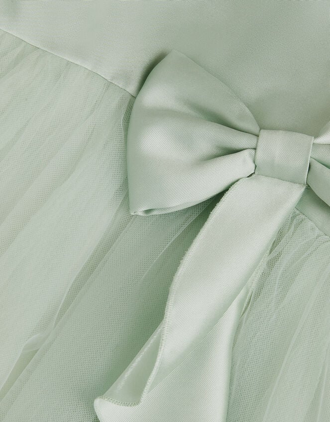 Winnie Satin Bow Party Dress, Green (SAGE), large