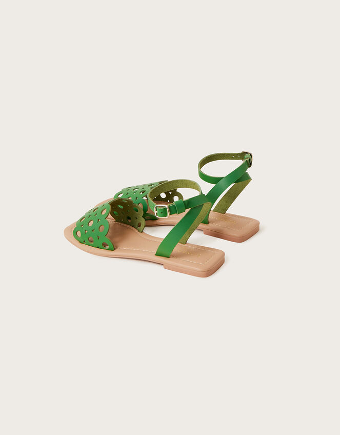 Cutwork Leather Sandals Green Women's Shoes Monsoon UK.