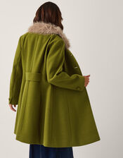 Beatrice Faux Fur Collar Coat, Green (GREEN), large