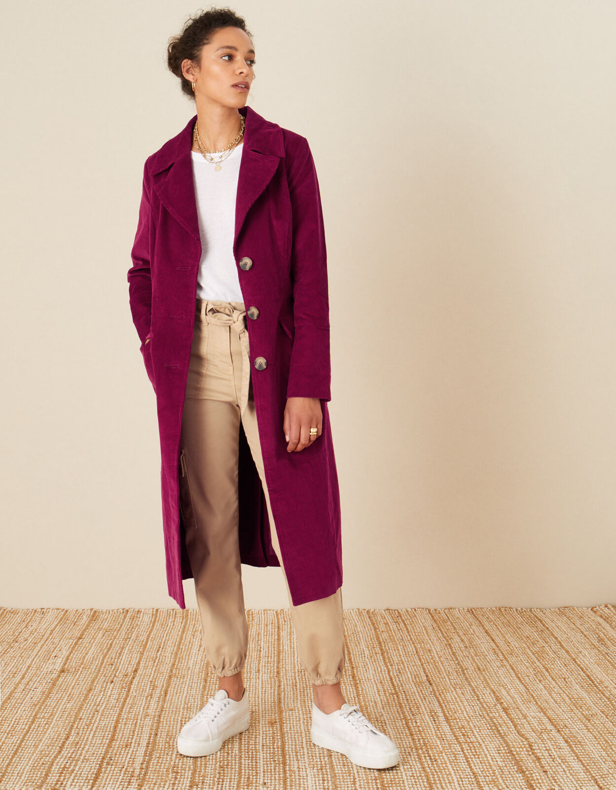Long store cord coat