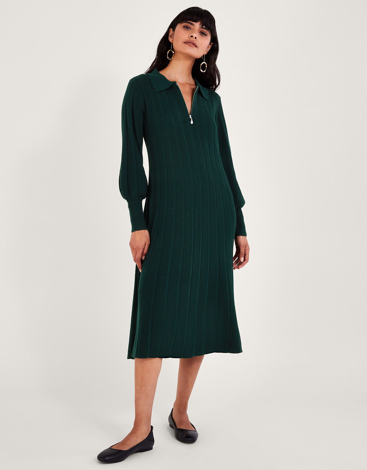 Peri Pleat Midi Dress Green