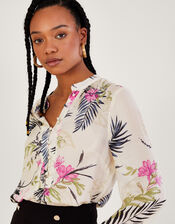 Elsie Floral Print Blouse in Sustainable Viscose, Ivory (IVORY), large