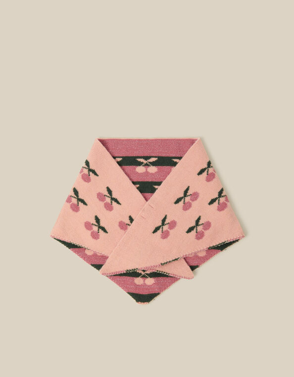 Cherry Knitted Triangle Scarf, , large