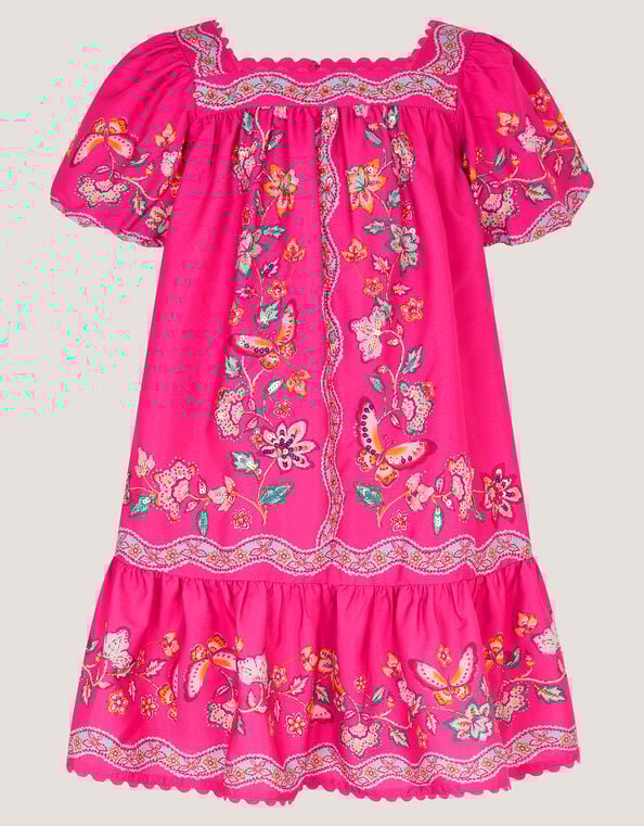 Ariella Sequin Print Scallop Trim Dress, Pink (PINK), large