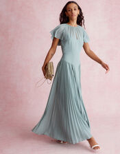 Madison Flutter Sleeve Pleated Bridesmaid Dress, Green (SAGE), large