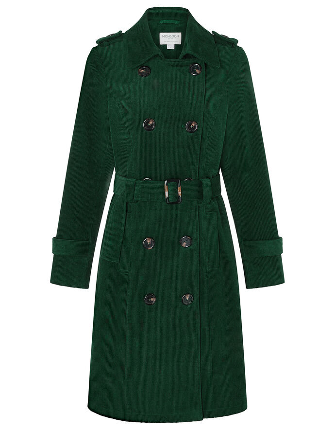 Cora Cord Trench Coat Teal | Women's Coats | Monsoon UK.