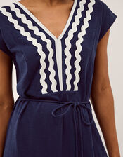 Tara V-Neck Midi Kaftan Dress, Blue (BLUE), large