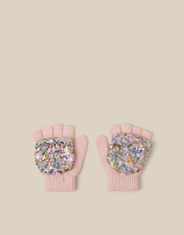 Sequin Fingerless Gloves, Pink (PINK), large