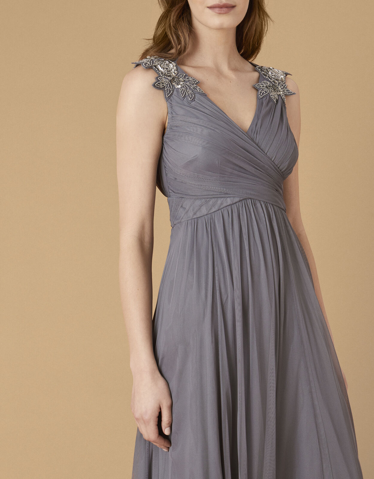 monsoon grey embellished dress
