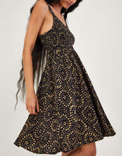 Batik Print Knee Length Sundress, Black (BLACK), large