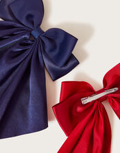 School Bow Tie Hair Clips Set of Two, , large