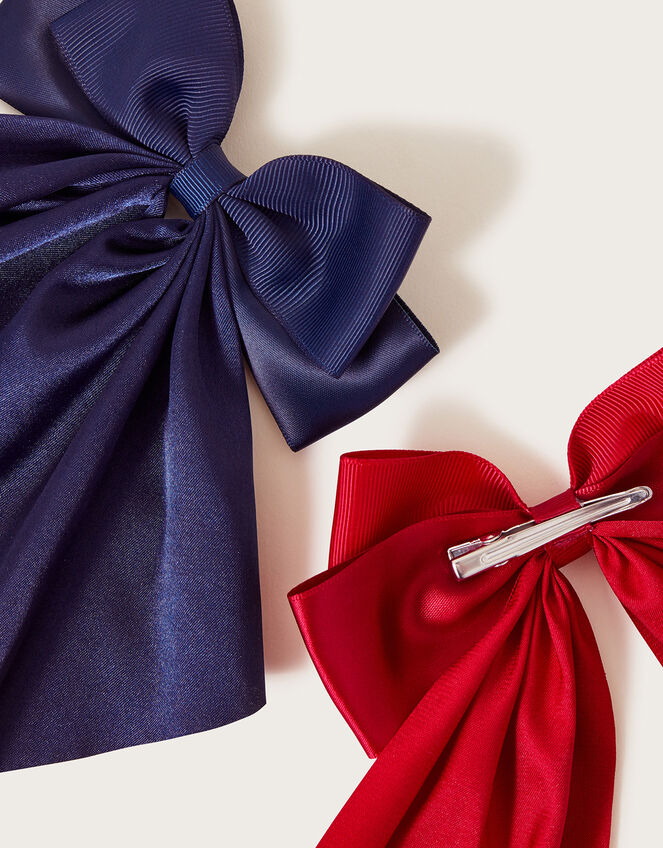 School Bow Tie Hair Clips Set of Two, , large