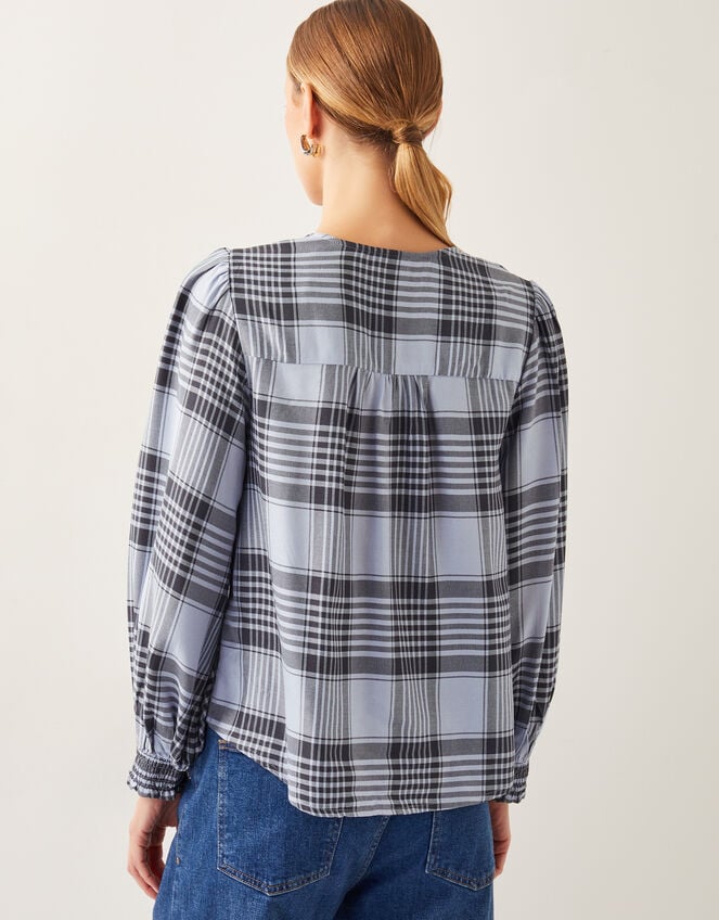 Ava Tie-Front Check Blouse, Blue (PALE BLUE), large