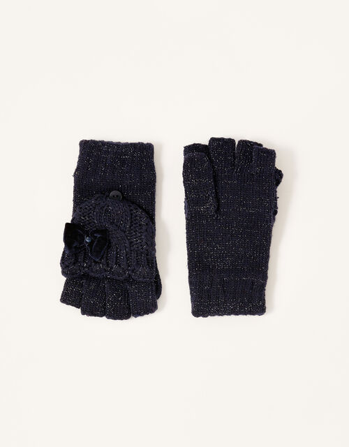 Nancy Sparkle Capped Gloves, Blue (NAVY), large