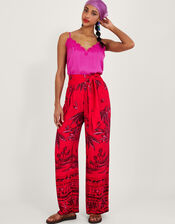 Pedra Palm Print Trousers, Red (RED), large